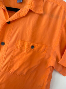 Notorius Womens Neon Orange 100% silk Short Sleeve Relaxed Button Shirt UK 10 - Image 6