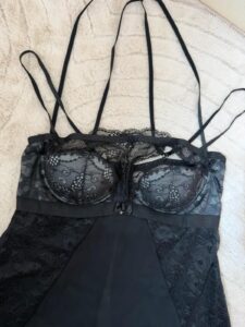 Intimissimi womens sheer lace babydoll mini slip dress black mesh lingerie 00s M - Image 7