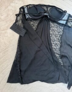 Intimissimi womens sheer lace babydoll mini slip dress black mesh lingerie 00s M - Image 10