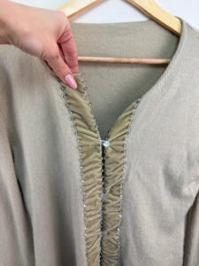 Vintage Womens Pure 100% Cashmere Beige Velvet Button Cardigan UK10-12 Beaded - Image 8