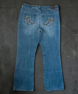 del Maurices womens Y2K bootcut denim jeans low rise stud embellished 00 uk14-16 w35