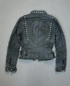 Karen Millen womens Studded Leather Biker Jacket Moto Fitted Lambskin Black UK8 - Image 6