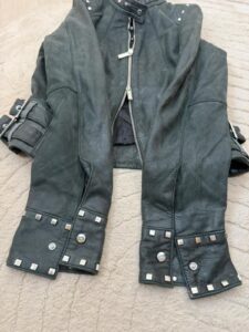 Karen Millen womens Studded Leather Biker Jacket Moto Fitted Lambskin Black UK8 - Image 13