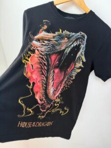 Game of Thrones Drogon womens graphic tee black fantasy dragon Y2K grunge S - Image 4