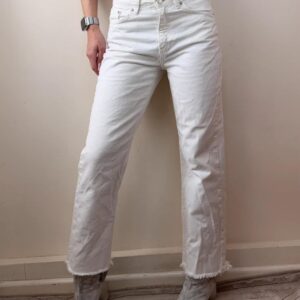x NAKD womens white boyfriend straight leg jeans raw frayed uk8 w27 S casual