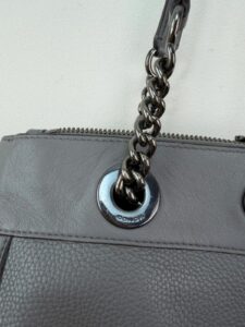 del Coach Eddie Carryall 20165 Grey Pebbled Leather Suede Turnlock Tote Shoulder bag - Image 10