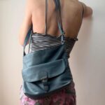 del x FatFace teal blue genuine soft leather crossbody shoulder bag slouchy messenger