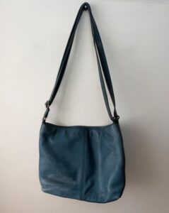 del x FatFace teal blue genuine soft leather crossbody shoulder bag slouchy messenger - Image 3