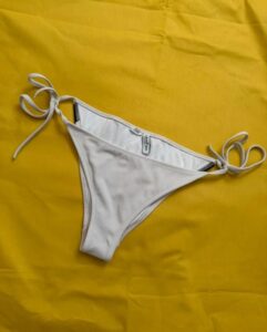 Calvin Klein womens white tie-side bikini bottoms uk8-10 black CK logo swimwear - Image 2