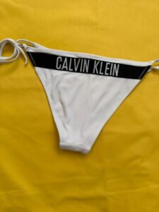 Calvin Klein womens white tie-side bikini bottoms uk8-10 black CK logo swimwear - Image 9