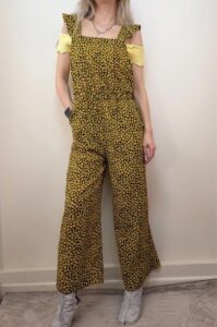 Envii womens yellow floral wide leg jumpsuit S Y2K boho summer Open back hippie — photo 3 of 12