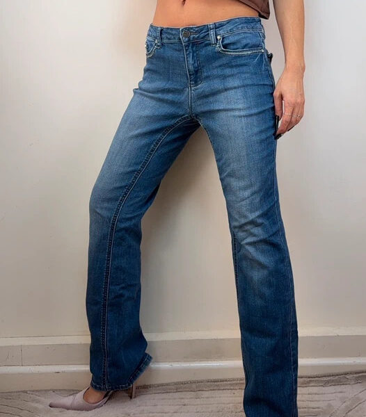 Earl Jeans Womens Low 9” Rise W31 L31 UK10 Embellished Chunky Rhinestone Bootcut