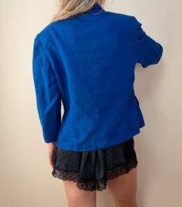 CC womens Y2K cobalt blue 100% linen blazer tailored fitted jacket uk14 coastal — photo 4 of 13