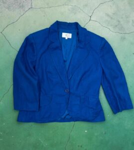 CC womens Y2K cobalt blue 100% linen blazer tailored fitted jacket uk14 coastal — photo 5 of 13