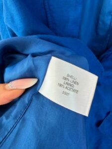 CC womens Y2K cobalt blue 100% linen blazer tailored fitted jacket uk14 coastal — photo 6 of 13