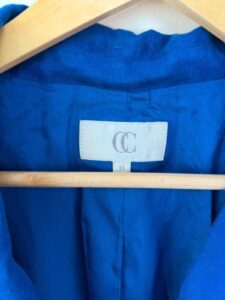 CC womens Y2K cobalt blue 100% linen blazer tailored fitted jacket uk14 coastal — photo 7 of 13