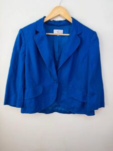 CC womens Y2K cobalt blue 100% linen blazer tailored fitted jacket uk14 coastal — photo 8 of 13