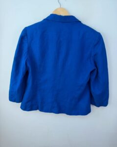 CC womens Y2K cobalt blue 100% linen blazer tailored fitted jacket uk14 coastal — photo 9 of 13