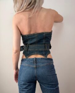 I.AM.GIA women fitted denim corset zip top buckle belt bustier M uk12 sweetheart — photo 2 of 11