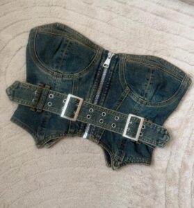 I.AM.GIA women fitted denim corset zip top buckle belt bustier M uk12 sweetheart — photo 3 of 11