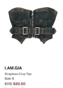 I.AM.GIA women fitted denim corset zip top buckle belt bustier M uk12 sweetheart — photo 11 of 11