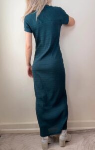 Zapa Paris teal ribbed maxi dress square neck minimalist bodycon Y2K 00s sheer S — photo 3 of 9