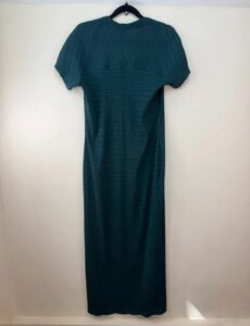 Zapa Paris teal ribbed maxi dress square neck minimalist bodycon Y2K 00s sheer S — photo 5 of 9