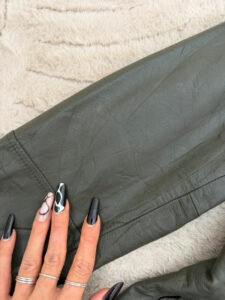 Illusion Vintage 90s Olive Green Genuine Leather Longline Fitted Blazer Coat — photo 11 of 15
