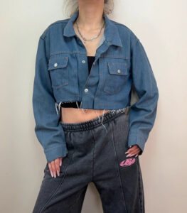 Ranchcraft Womens Vintage Y2K Cutoff Cropped Denim Button Trucker Jacket UK 8–10