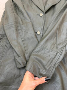Illusion Vintage 90s Olive Green Genuine Leather Longline Fitted Blazer Coat — photo 14 of 15