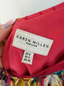 Karen Millen 100% silk off shoulder asymmetrical floral ruffle mini dress Fit&Flare S uk8 romantic — photo 4 of 15