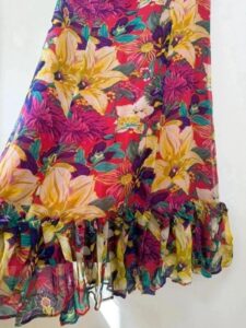 Karen Millen 100% silk off shoulder asymmetrical floral ruffle mini dress Fit&Flare S uk8 romantic — photo 7 of 15