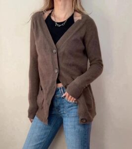 Zara womens 100% cashmere button v-neck cardigan brown soft knit M uk12 minimal