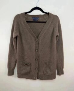 Zara womens 100% cashmere button v-neck cardigan brown soft knit M uk12 minimal — photo 3 of 10