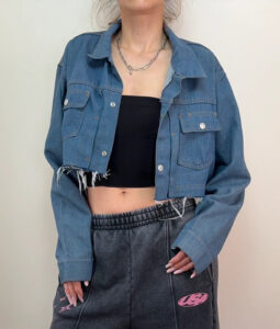 Ranchcraft Womens Vintage Y2K Cutoff Cropped Denim Button Trucker Jacket UK 8–10 - Image 3