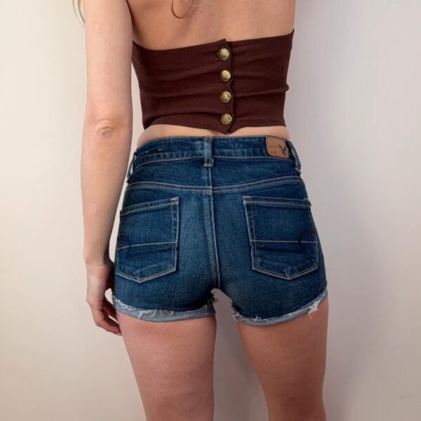 American Eagle womens Mid rise denim shorts studded micro hot pants W25 y2k 00s