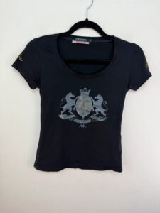 Kappa womens Italy Vintage Y2K Black Fitted Graphic Baby Tee T-Shirt — photo 2 of 5