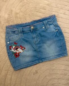 Kiss Miss denim fitted low rise mini micro skirt w29 — photo 4 of 11