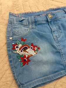 Kiss Miss denim fitted low rise mini micro skirt w29 — photo 10 of 11