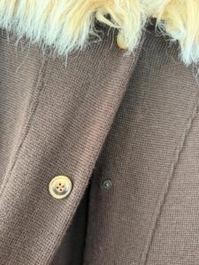 Women's Italian Y2K Faux Fur Trim Coat Brown Longline Merino Wool S 90s Vintage — photo 13 of 15