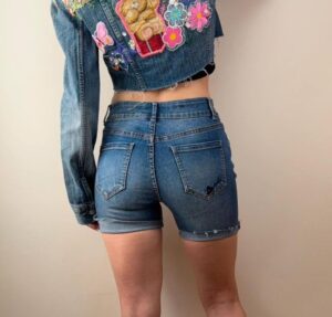 Desigual womens studded leather denim micro cutoff jeans shorts — photo 3 of 14