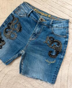 Desigual womens studded leather denim micro cutoff jeans shorts — photo 4 of 14