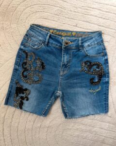 Desigual womens studded leather denim micro cutoff jeans shorts — photo 6 of 14