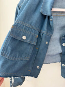 Ranchcraft Womens Vintage Y2K Cutoff Cropped Denim Button Trucker Jacket UK 8–10 - Image 8