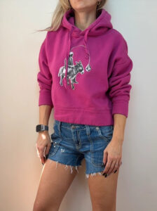 Volcom Womens Pink Graphic Donkey Cropped Oversized Hoodie XS UK 6–8 Streetwear