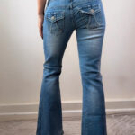 ZCO womens Low Rise 7” Flared Bootcut Petite Jeans UK8/S W26 L29 Embroidered