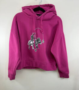 Volcom Womens Pink Graphic Donkey Cropped Oversized Hoodie XS UK 6–8 Streetwear - Image 4