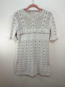 Zara womens Cream Crochet Knit Ruffle Mini Dress — photo 2 of 8