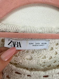 Zara womens Cream Crochet Knit Ruffle Mini Dress — photo 4 of 8
