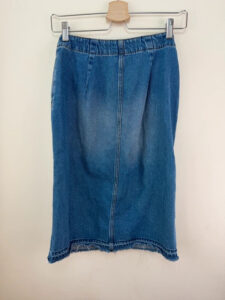 GU Japanese Denim Button Midi Fitted Pencil Skirt Blue UK8 W24/S Y2K 90s Style Jean Western Casual - Image 5